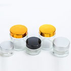 De ronde Transparante Kruik van de Glas Kosmetische Room met Schroefdeksel